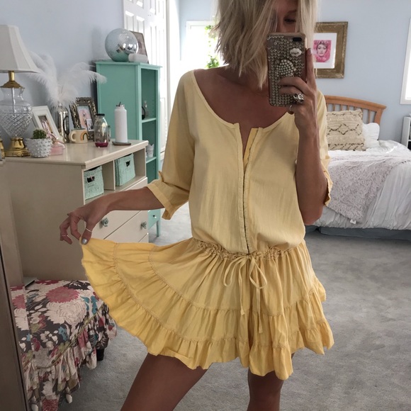 ⭐️Free People Yellow Mini Dress⭐️ - Picture 1 of 5